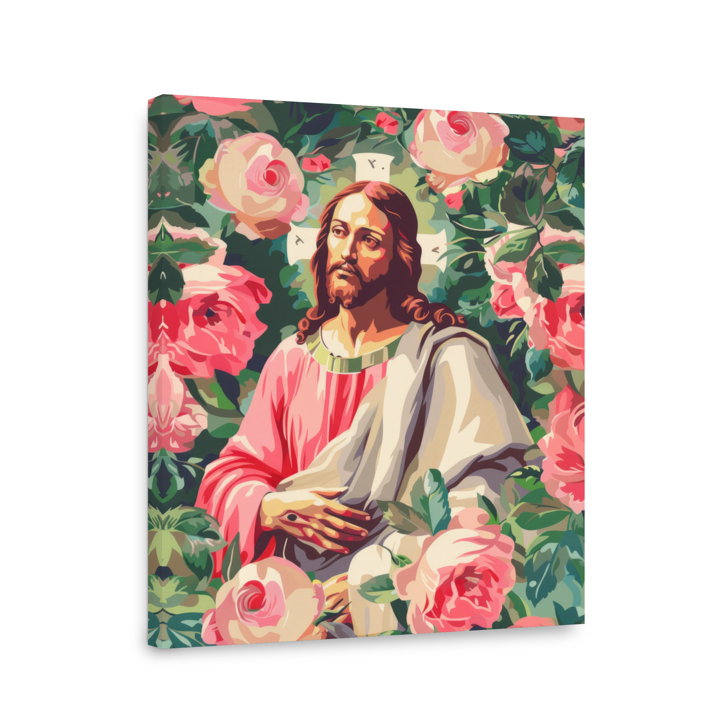 Jesus Surrounded by Roses Painting