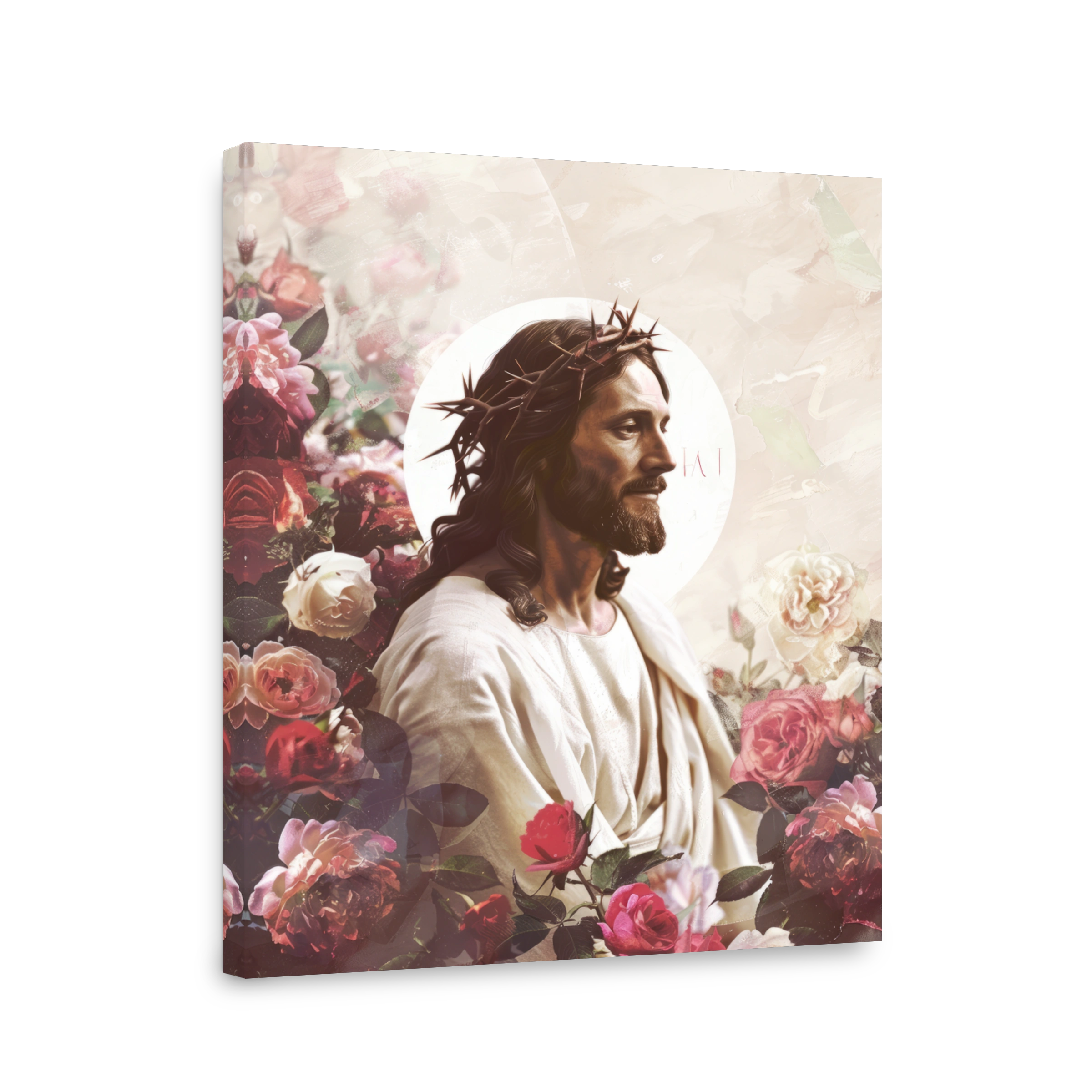 Jesus Christ Surrounded by Roses Digital Art