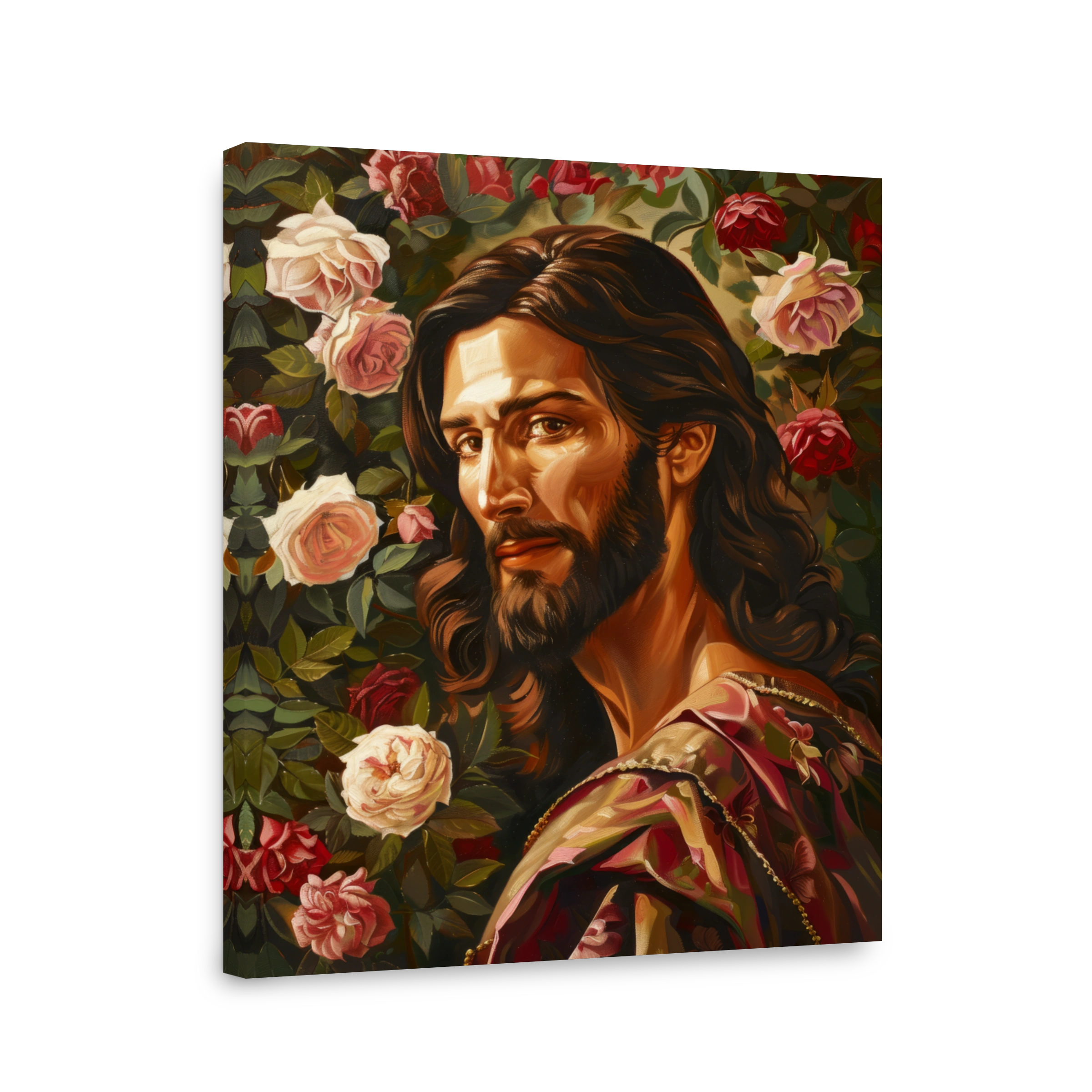 Jesus Surrounded by Roses Oil Painting