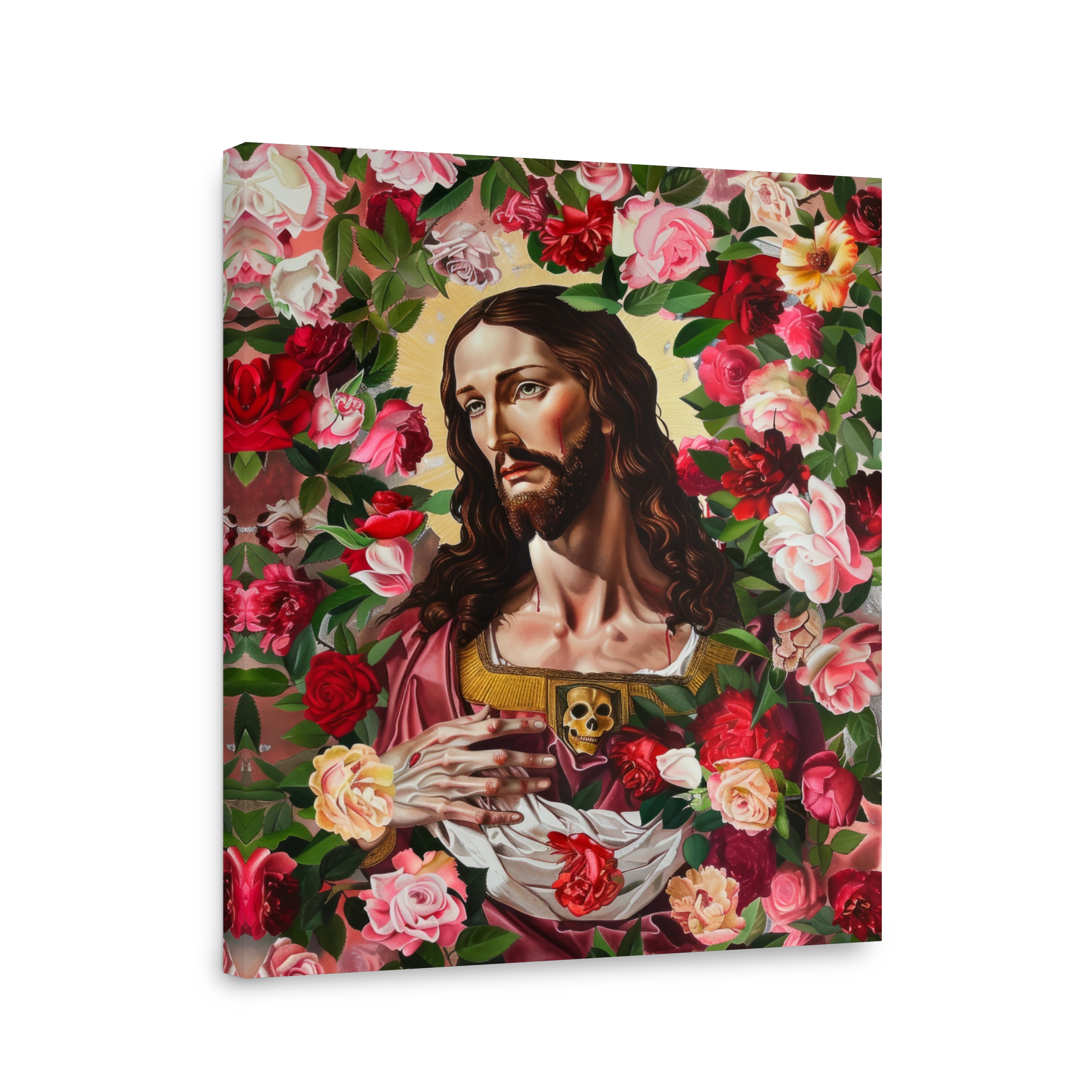 Jesus surrounded by roses painting