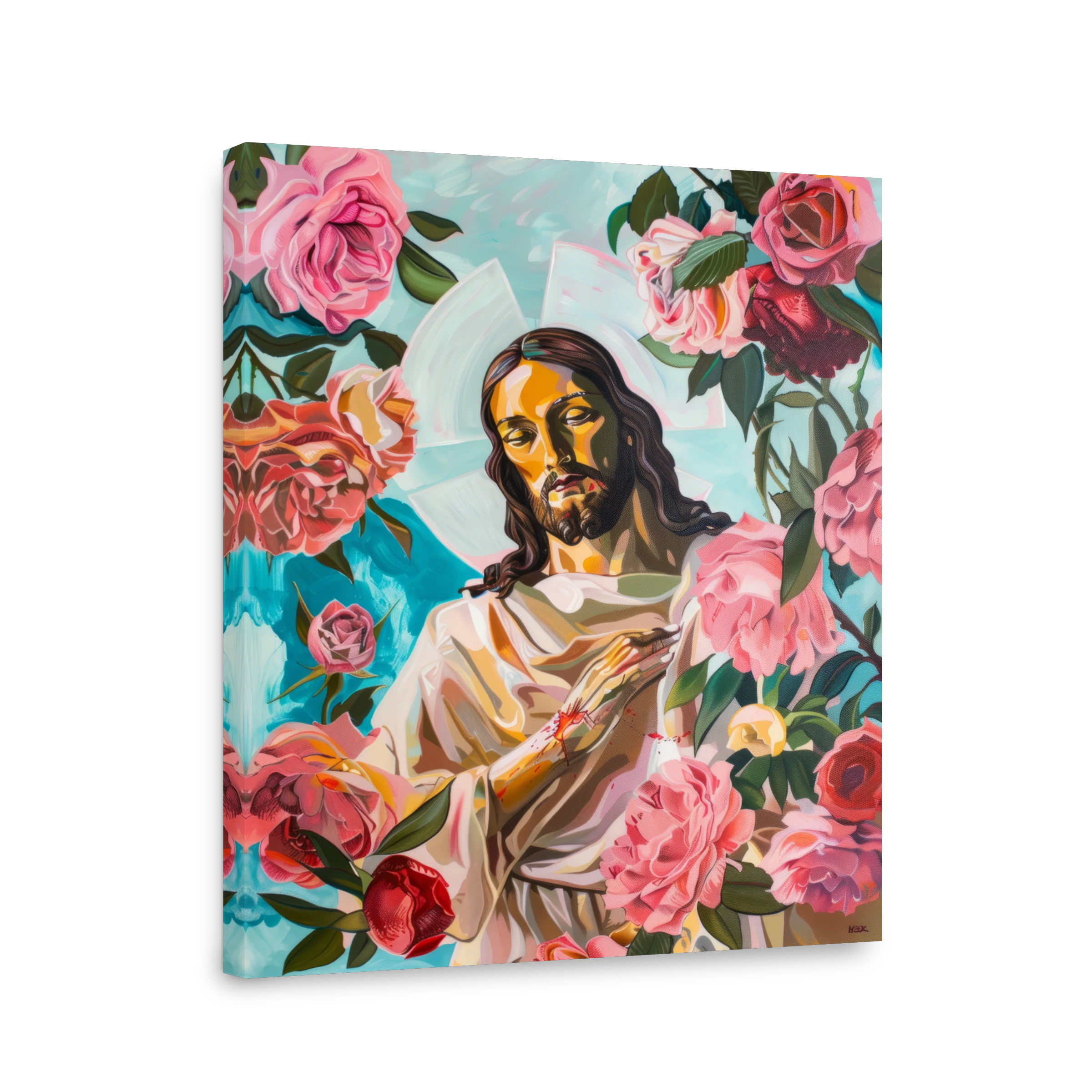 Jesus Surrounded by Roses Painting