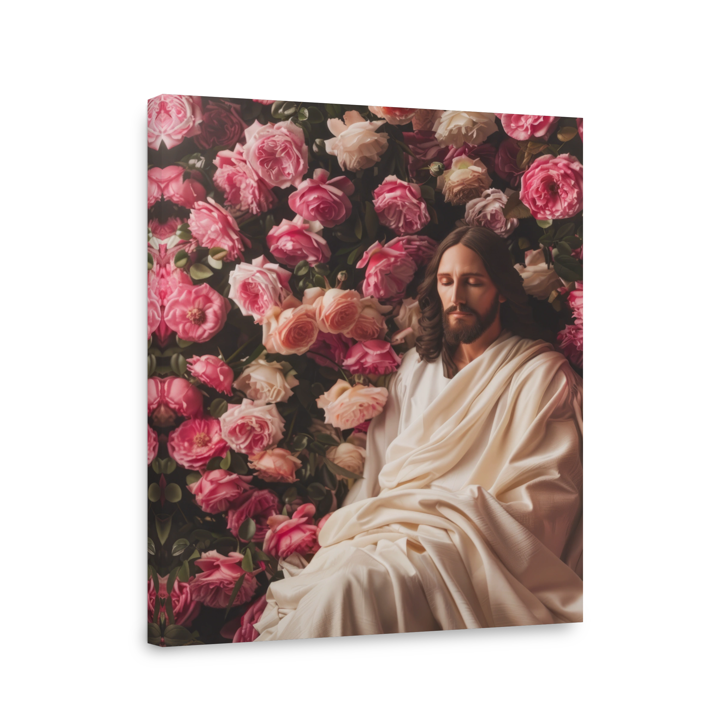 Serene Jesus surrounded by roses
