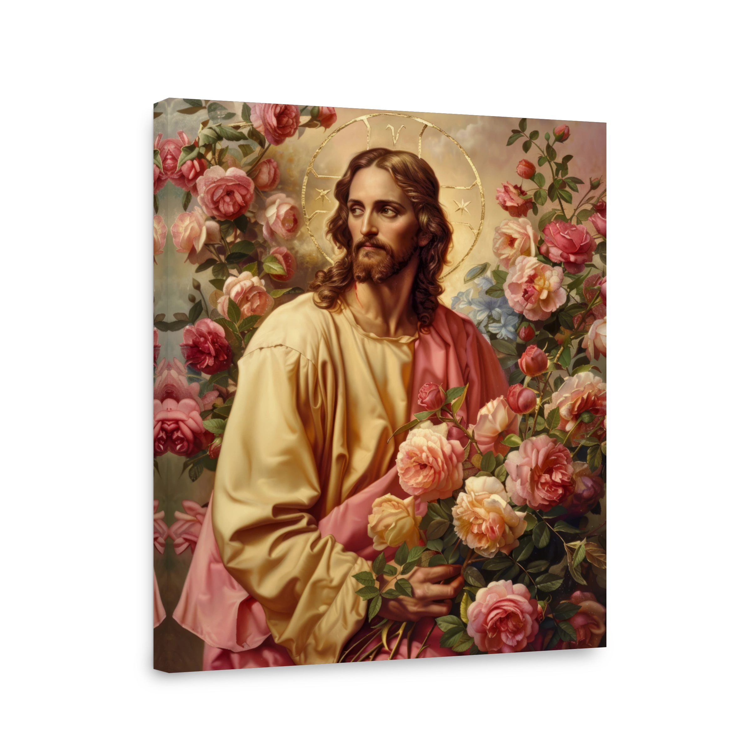 Jesus Surrounded by Roses Oil Painting
