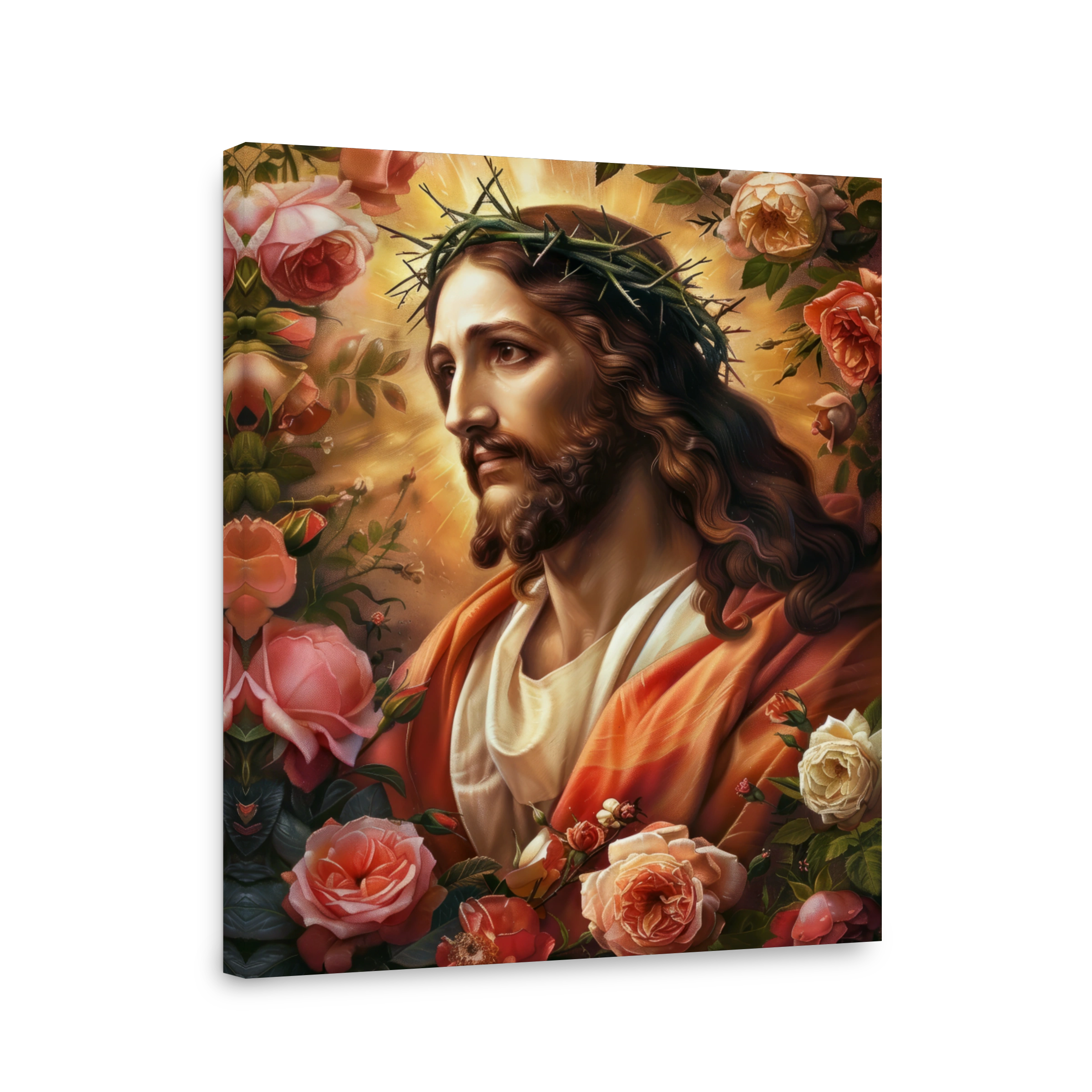 Jesus Christ surrounded by roses