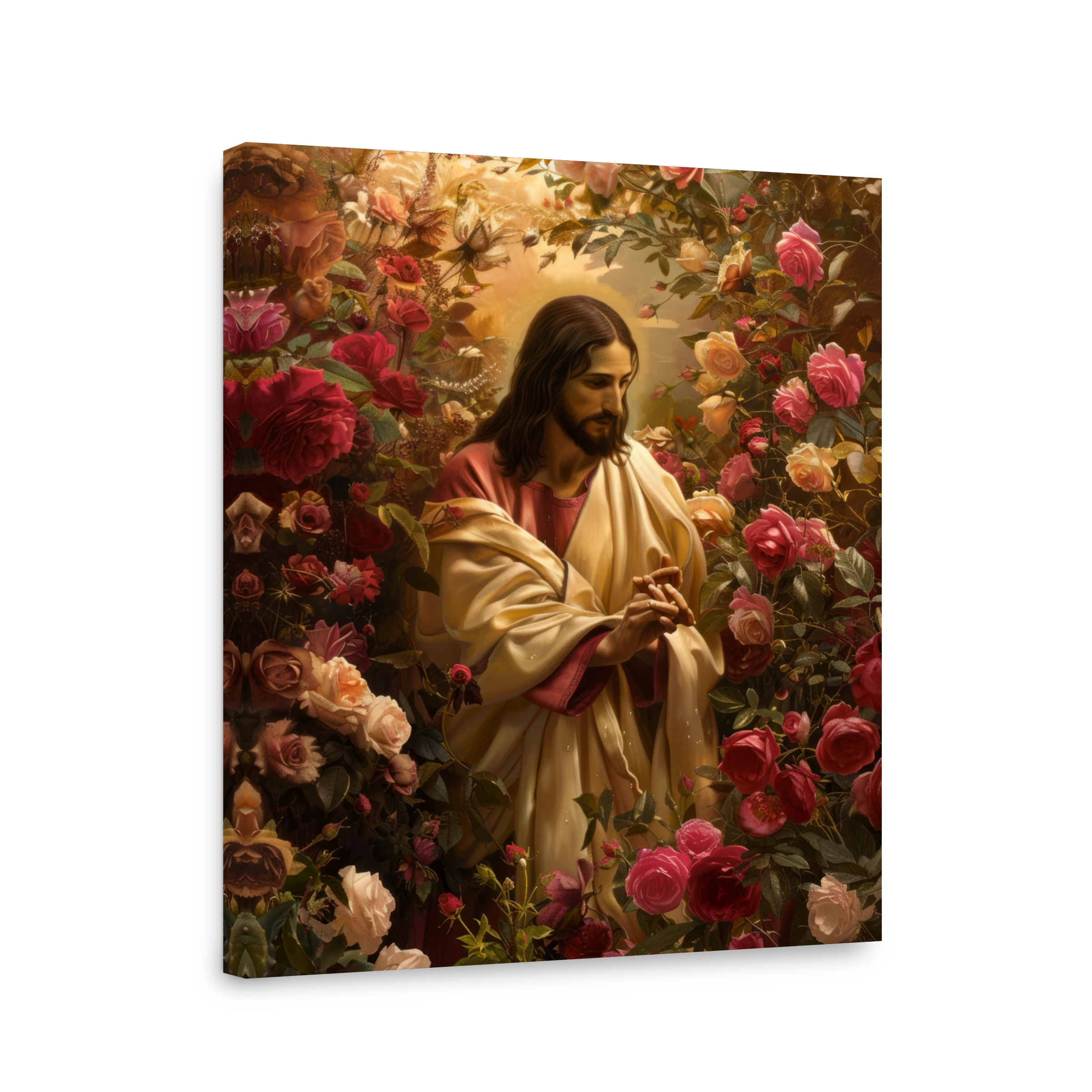 Jesus Surrounded by Roses Oil Painting