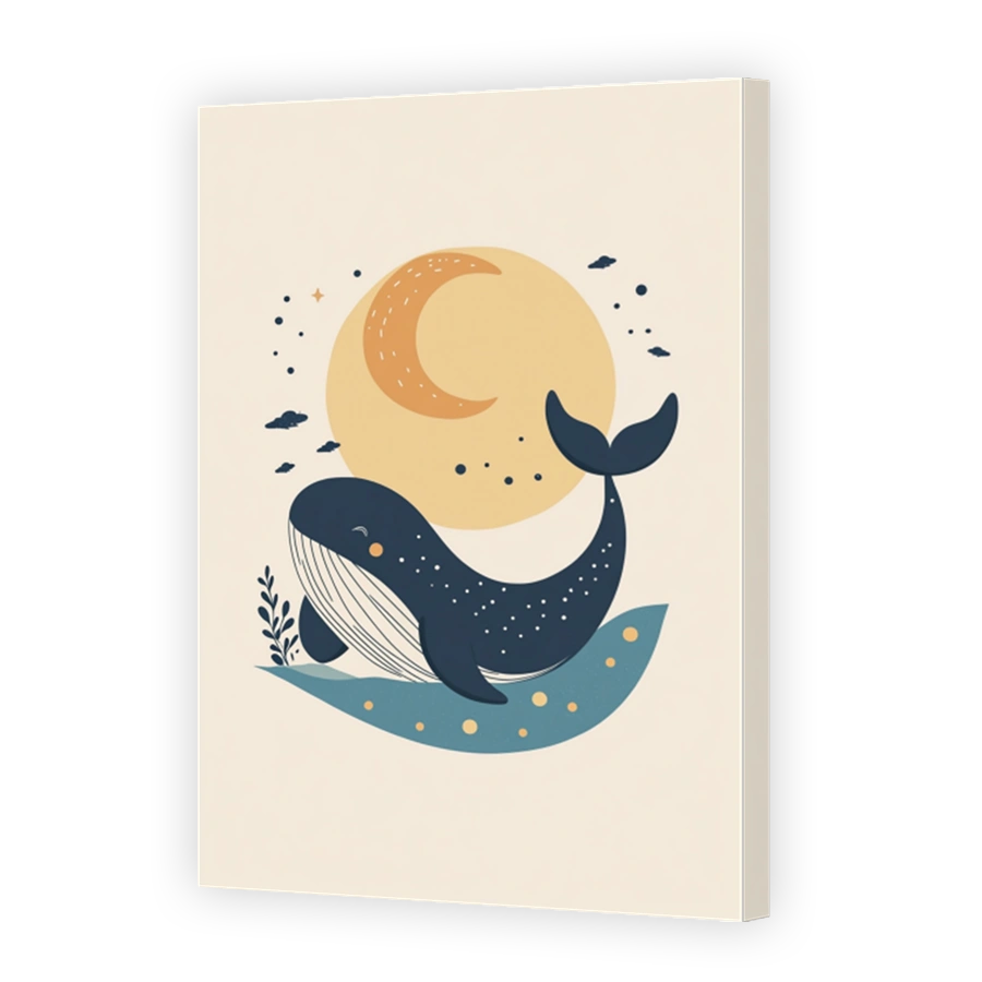Whimsical Whale and Moon Nursery Wall Art