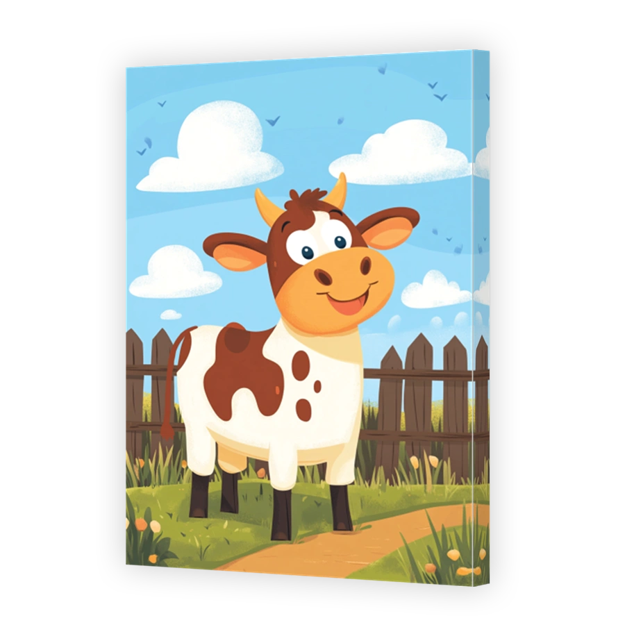 Cheerful cow illustration for a nursery