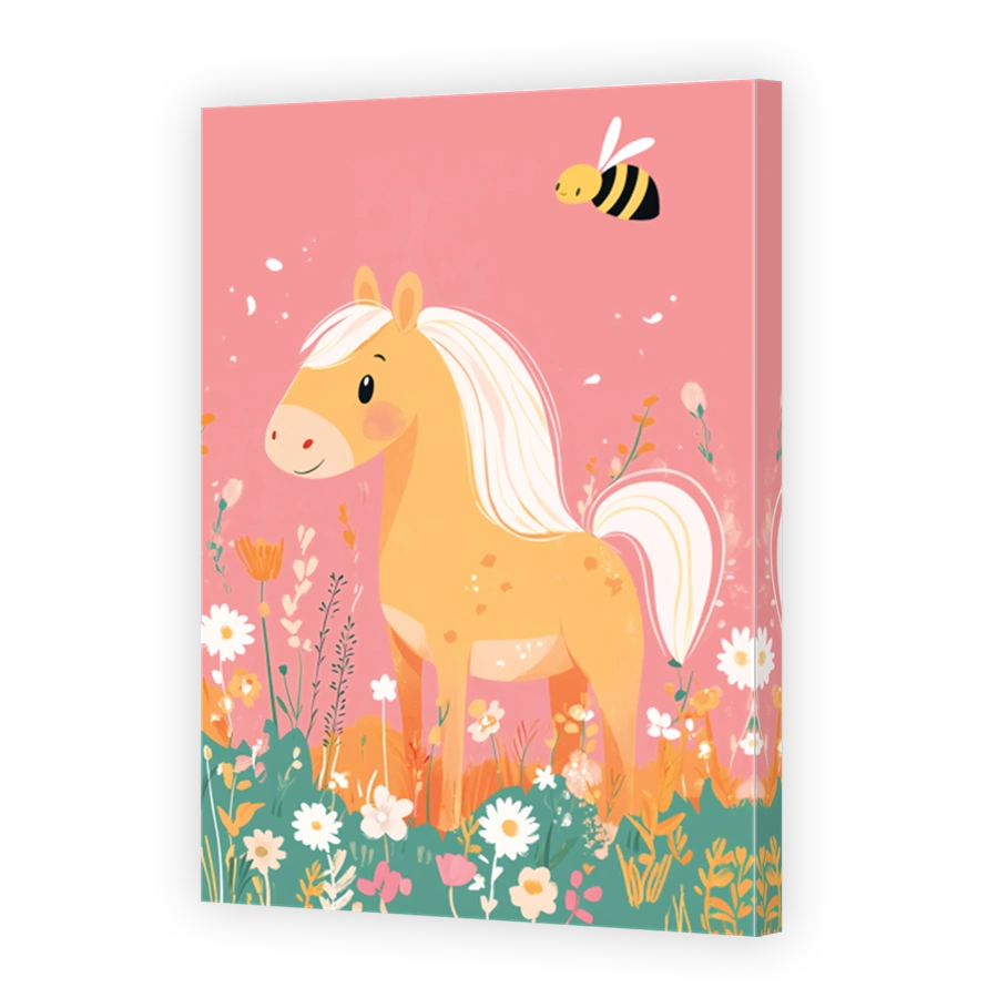 Whimsical Horse and Bee Digital Art for Nurseries