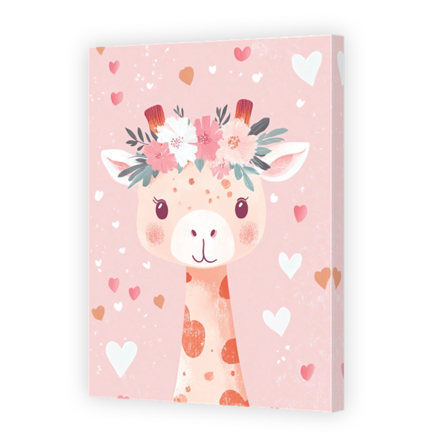 Playful Giraffe with Floral Crown Digital Art