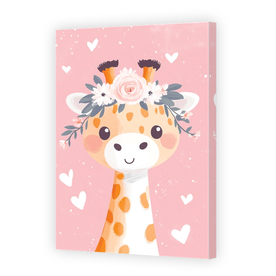 Cute Giraffe with Floral Crown Nursery Art