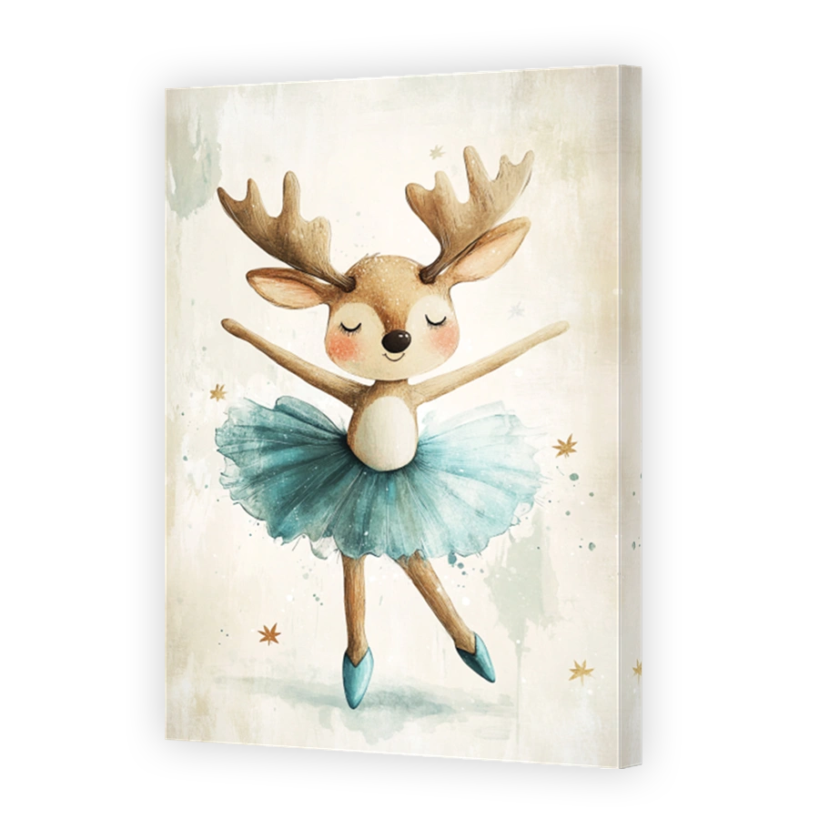 Whimsical watercolour deer ballerina art