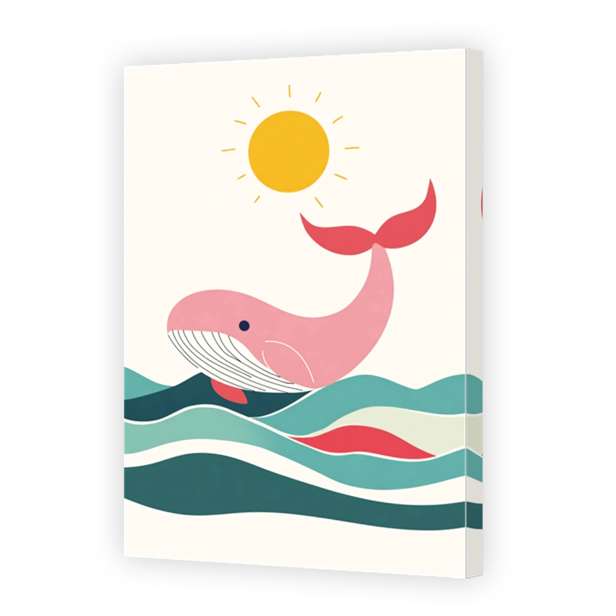 Playful pink whale under the sun
