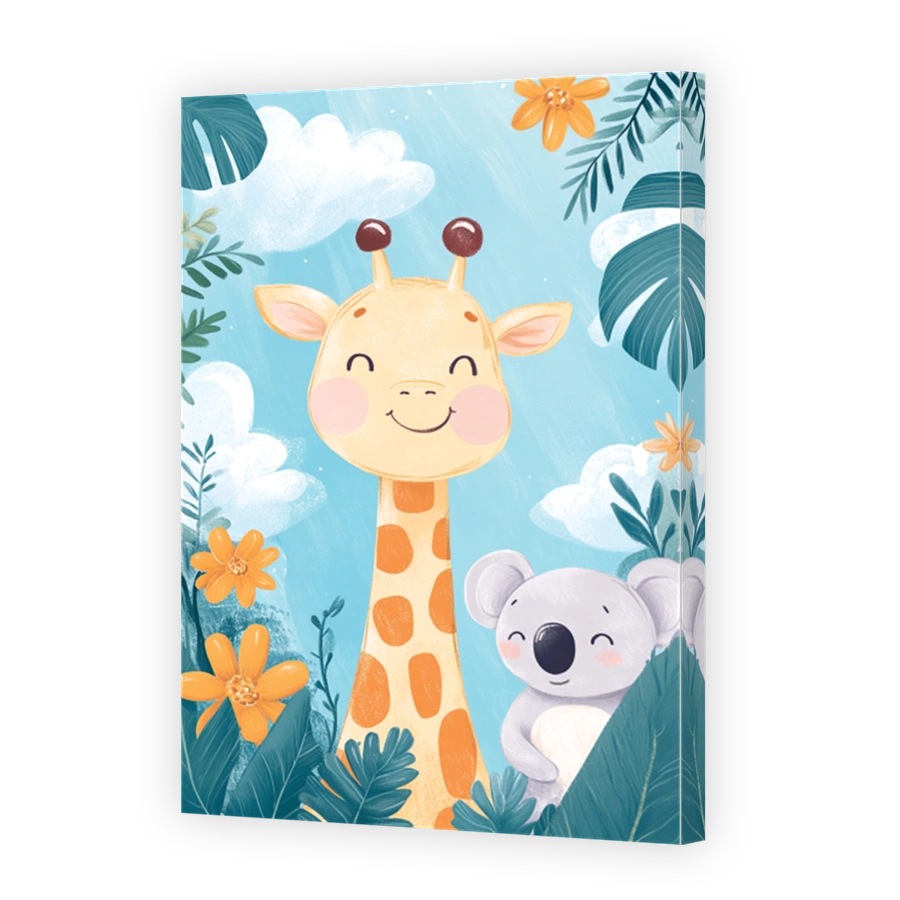 Playful Giraffe and Koala Illustration