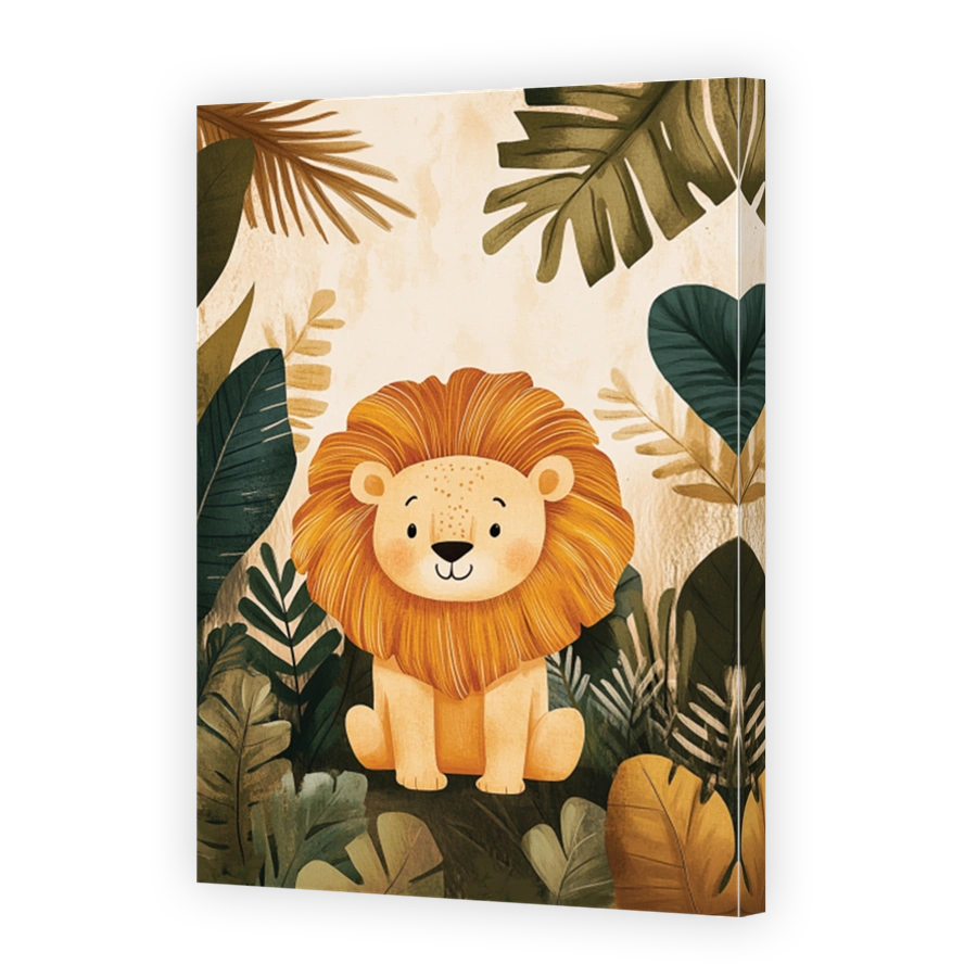 Playful Lion in a Tropical Jungle Digital Art