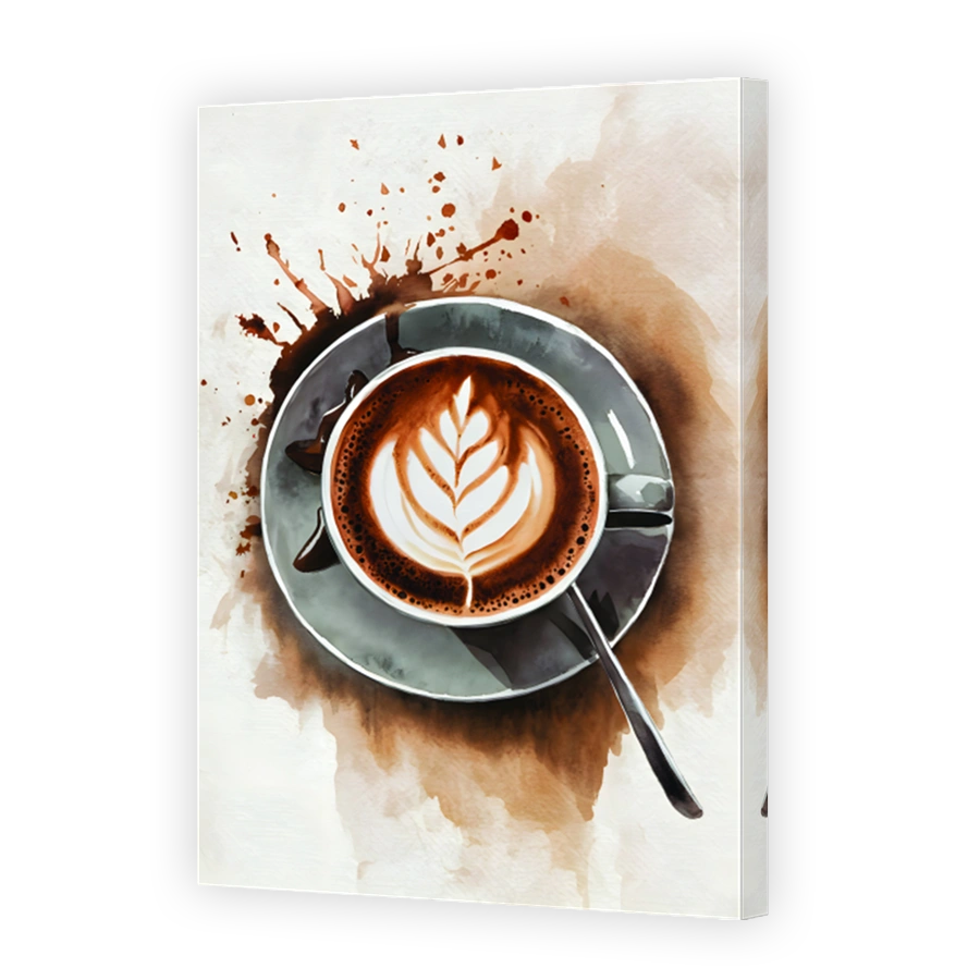 Latte Art Coffee with Spilled Splashes