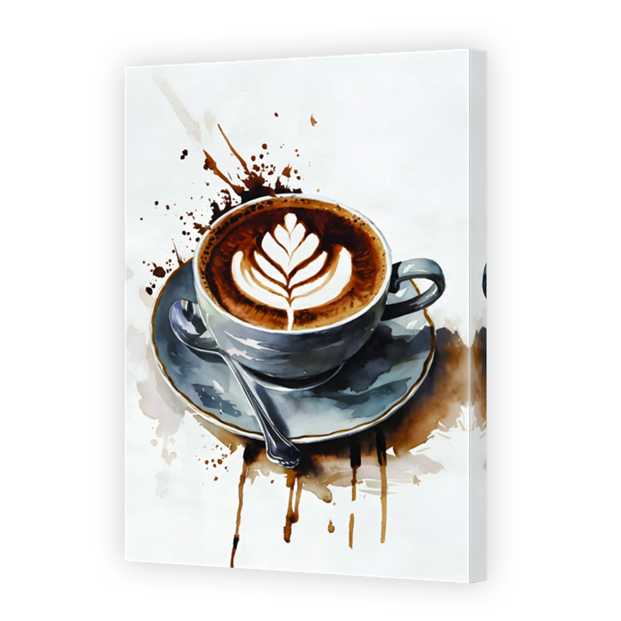 Latte Art Coffee Watercolour