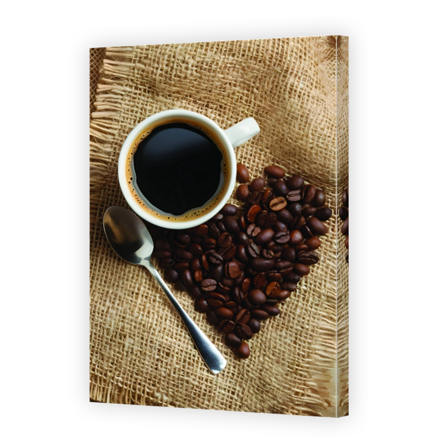 Heart of Coffee Beans and Cup