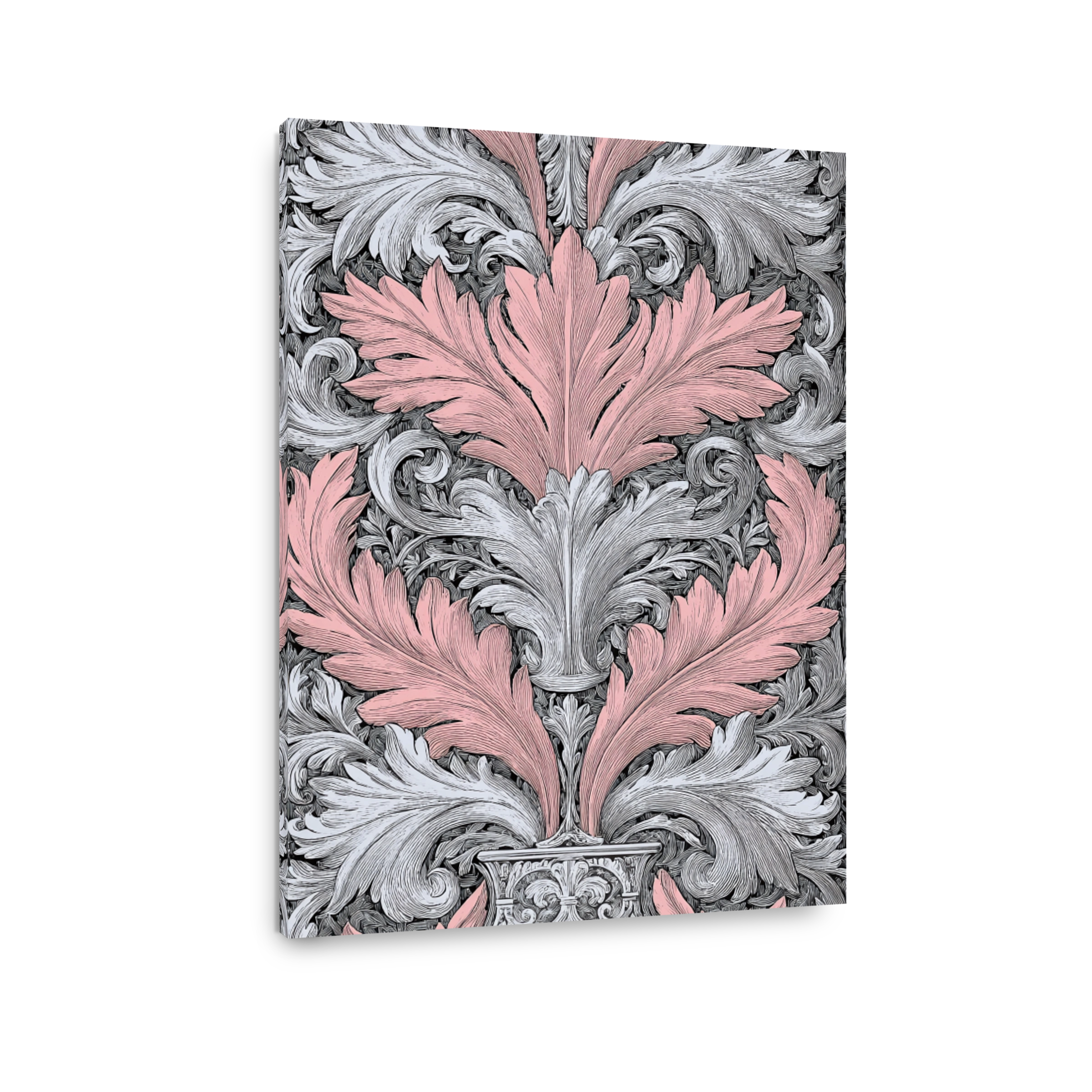 Elegant Pink and Grey Floral Pattern Art