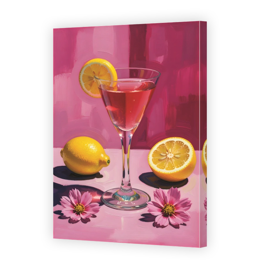 Vibrant Cocktail with Lemons and Flowers