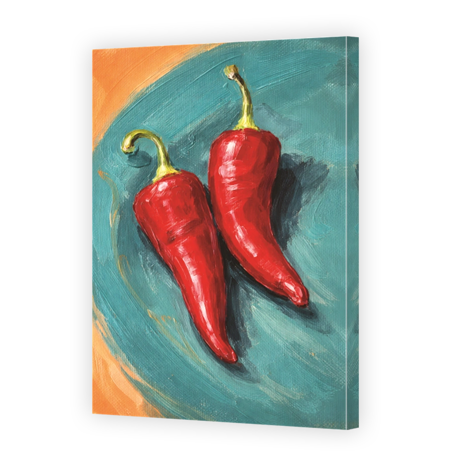 Vibrant Red Chillies Oil Painting