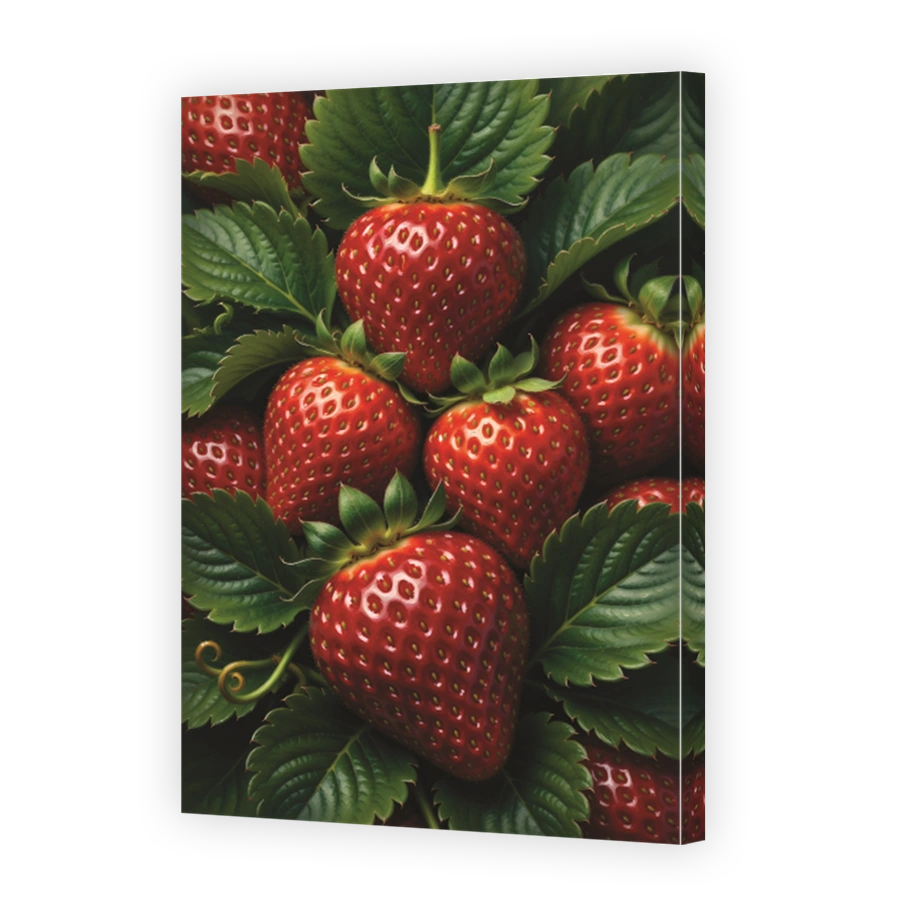 Fresh Strawberries with Lush Green Leaves