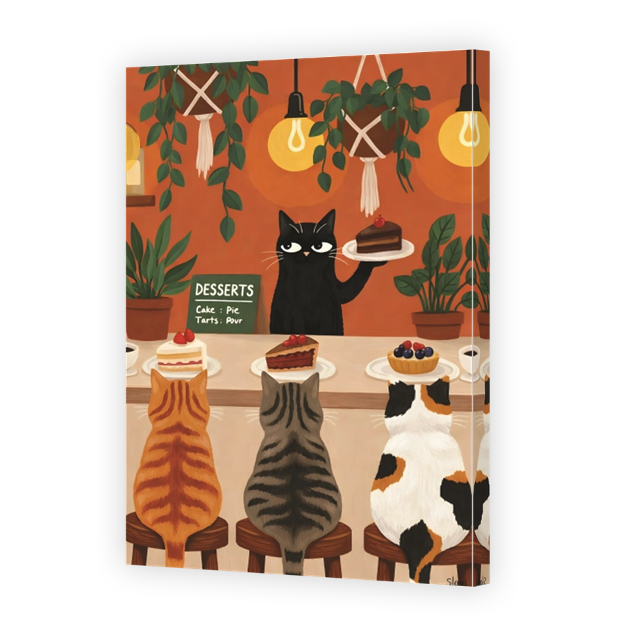 Cats Ordering Desserts at a Cafe