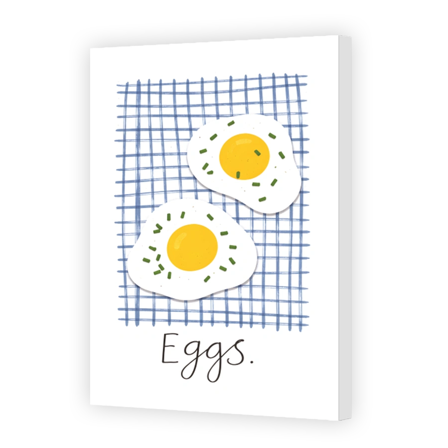Fried Eggs on Blue Grid