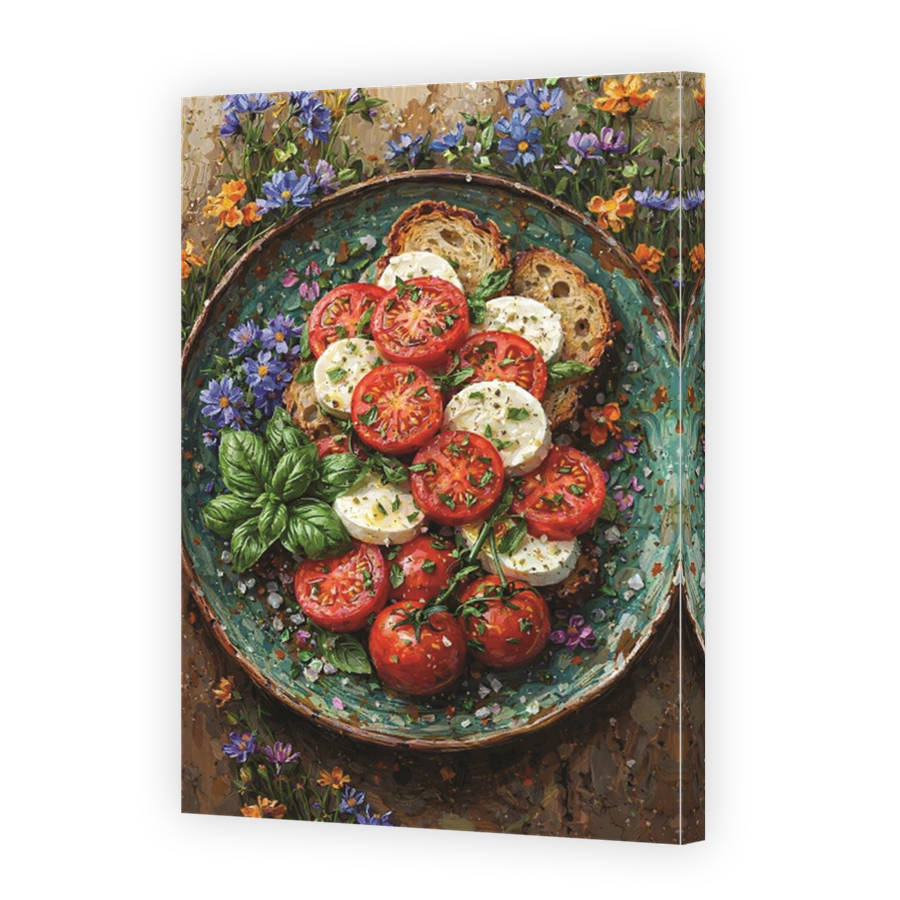 Caprese Salad with Fresh Basil and Flowers