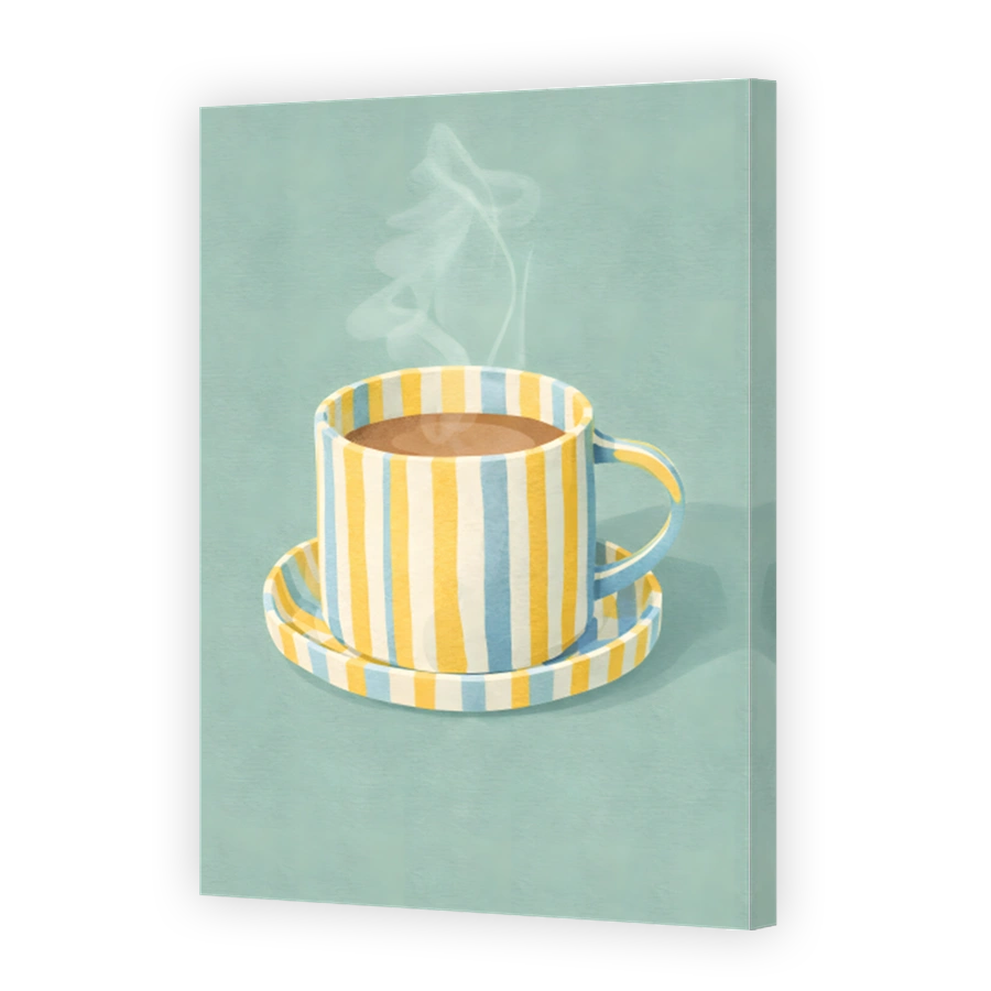 Striped Coffee Cup with Steam