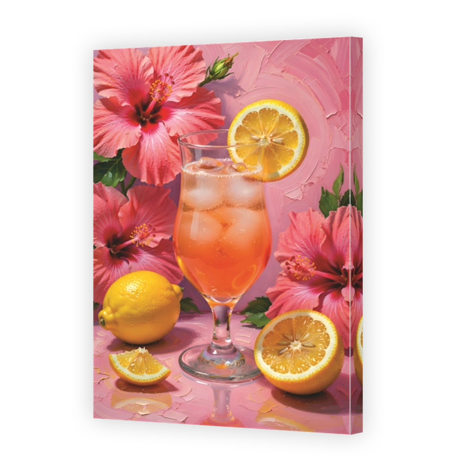 Refreshing Lemonade and Hibiscus Oil Painting