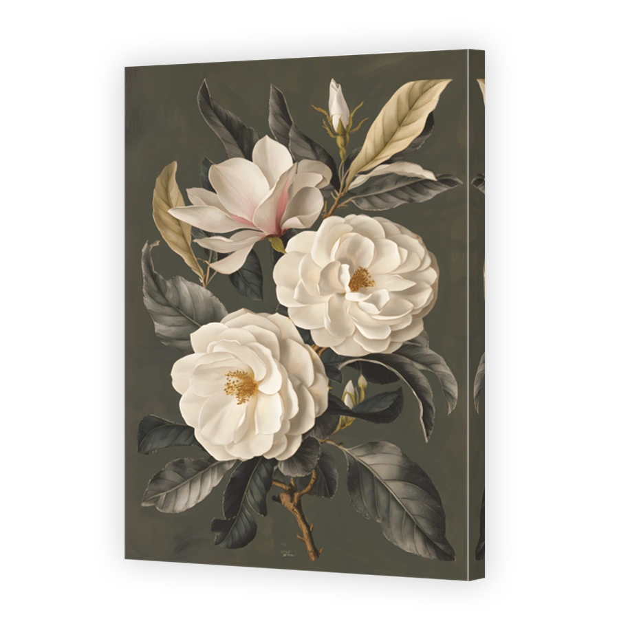 Elegant Magnolia and Camellia Floral Digital Art