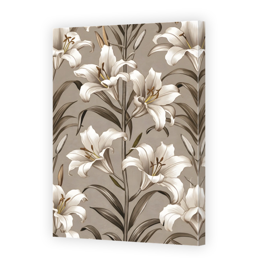 Elegant Vintage Lily Floral Digital Art