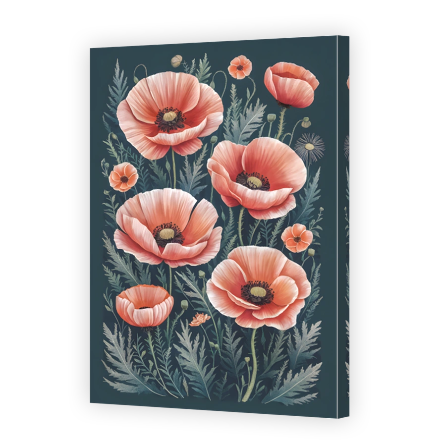 Vintage Coral Poppies Digital Art