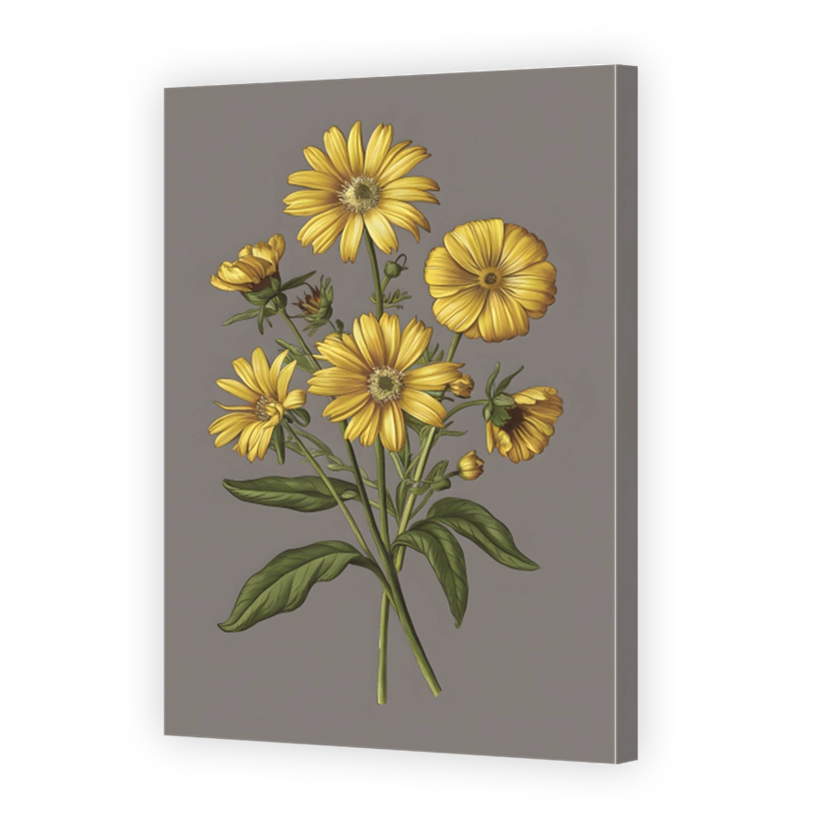 Vintage Yellow Floral Digital Art