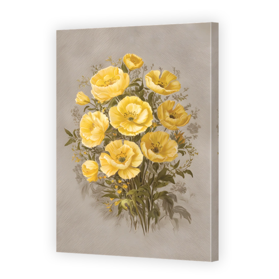 Vibrant Yellow Poppies Floral Digital Art