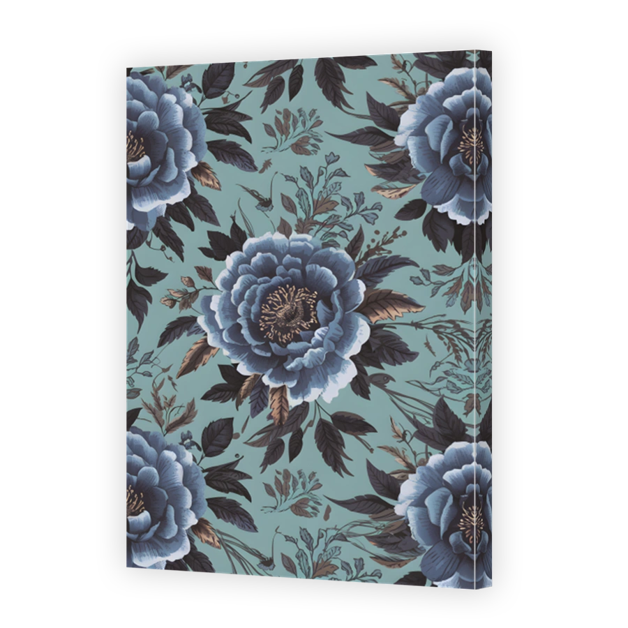 Vintage Blue Floral Digital Art