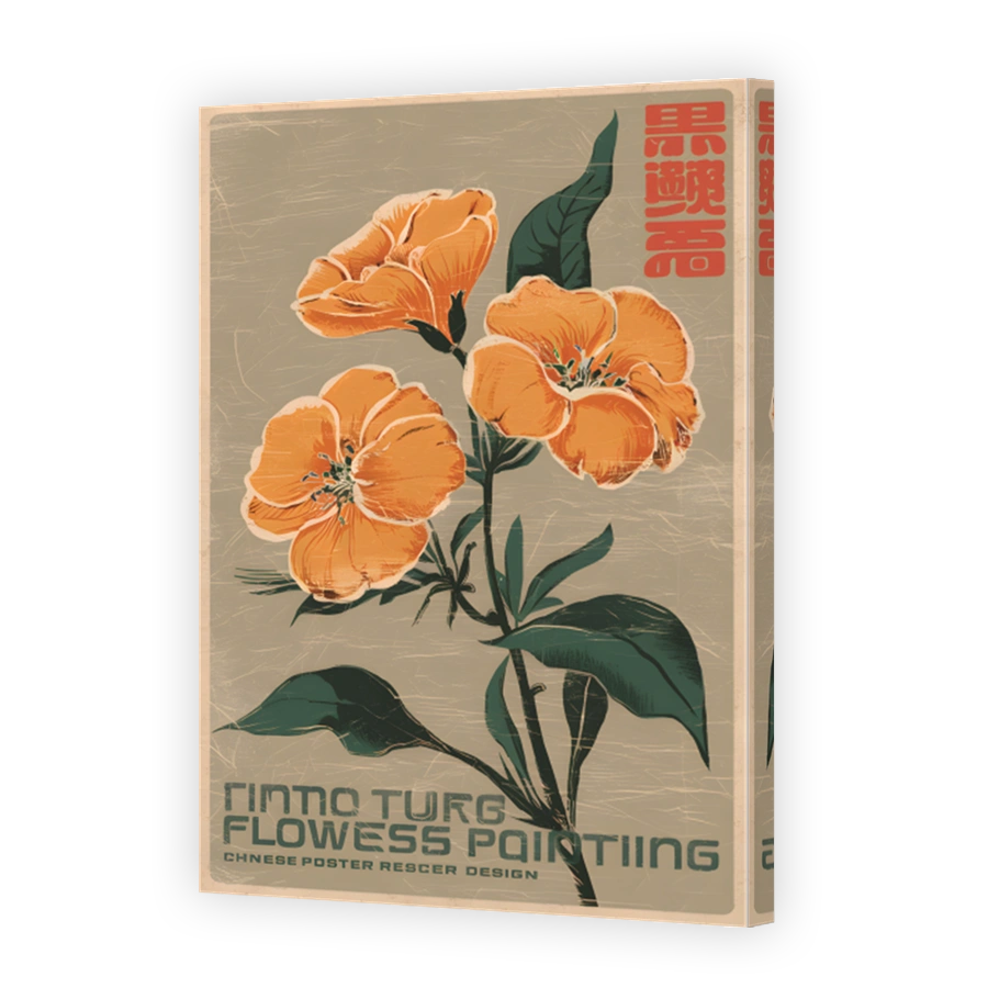 Vintage Orange Floral Digital Art