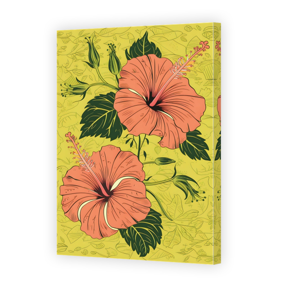 Vibrant Hibiscus Flowers Digital Art