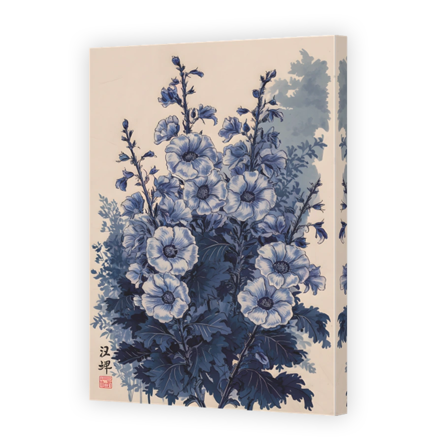 Vintage Blue Floral Digital Art