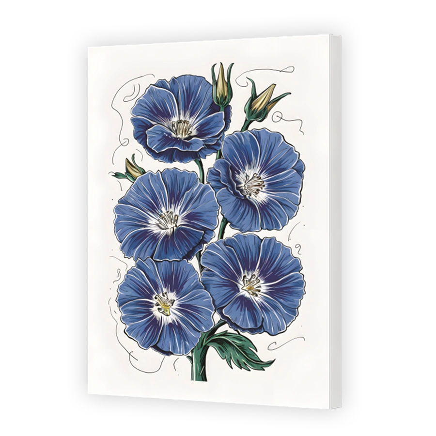 Vibrant Blue Floral Digital Art