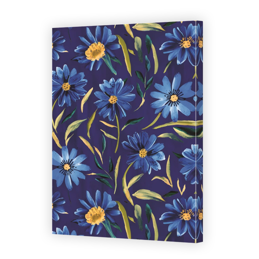 Vibrant Blue Floral Digital Art