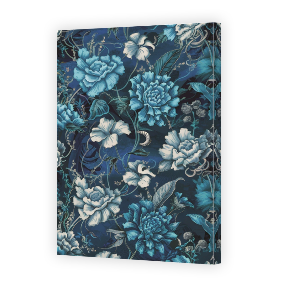 Vintage Blue Floral Digital Art