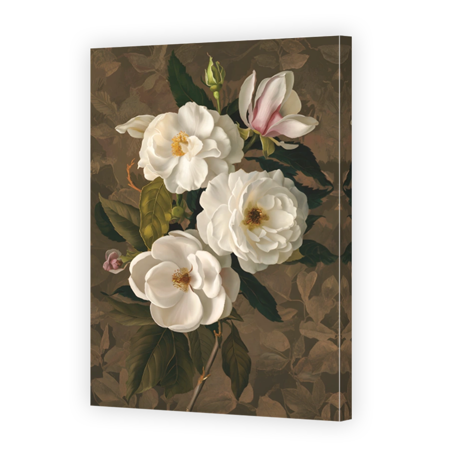 Elegant White Roses and Magnolia Digital Art