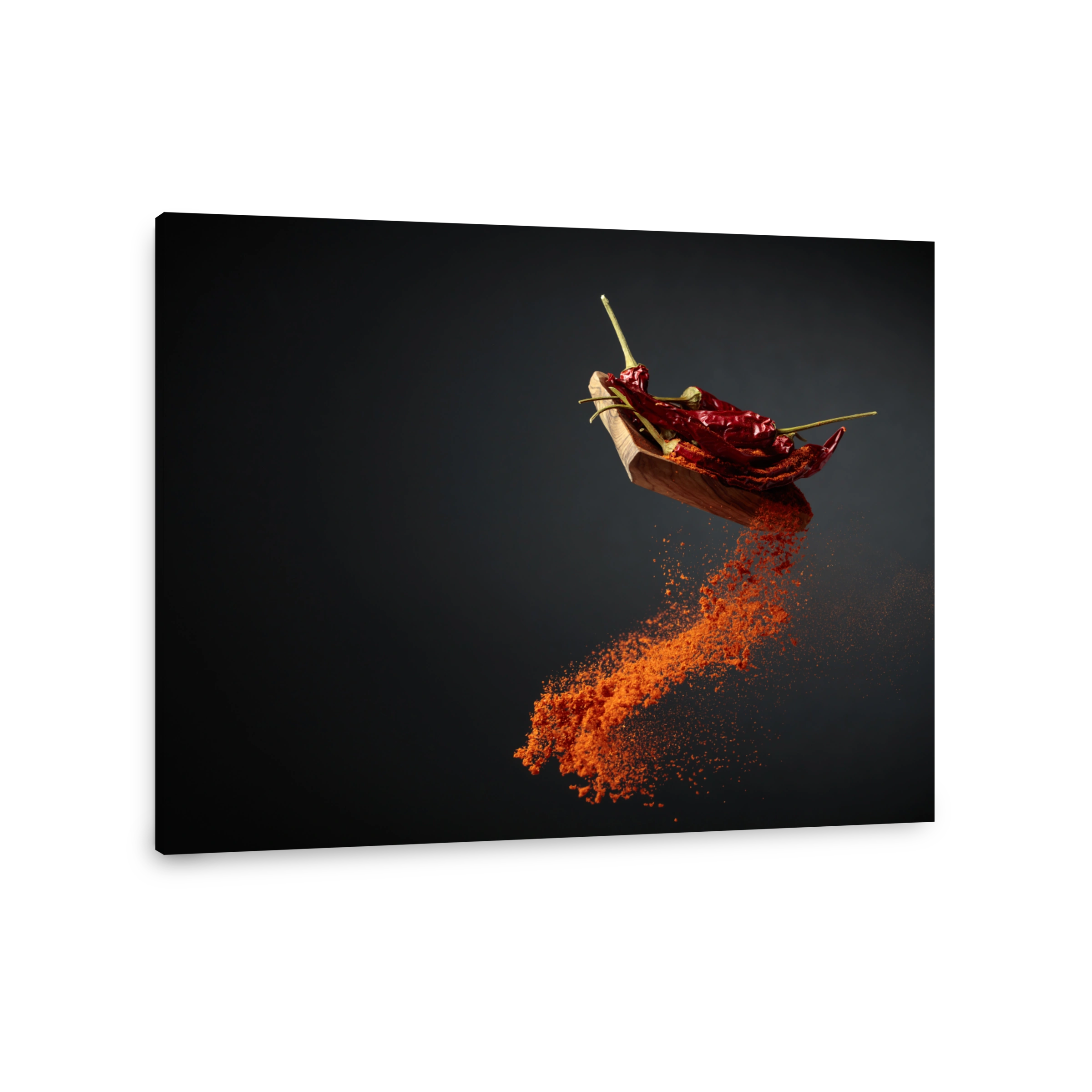 Dried Chili Peppers and Powder Falling Dramatically