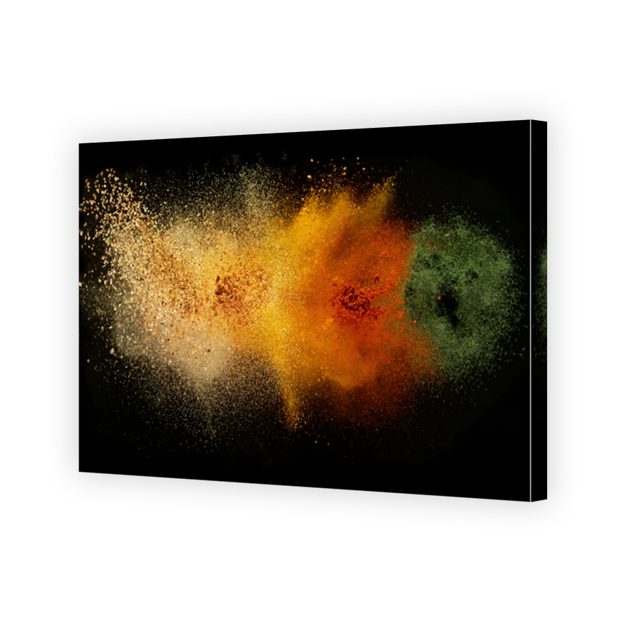 Freeze motion of spice explosion, black background