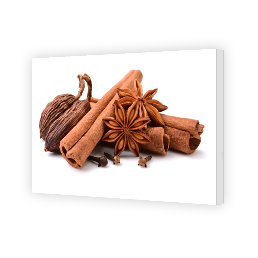 star anise, cinnamon sticks, black cardamom pods,