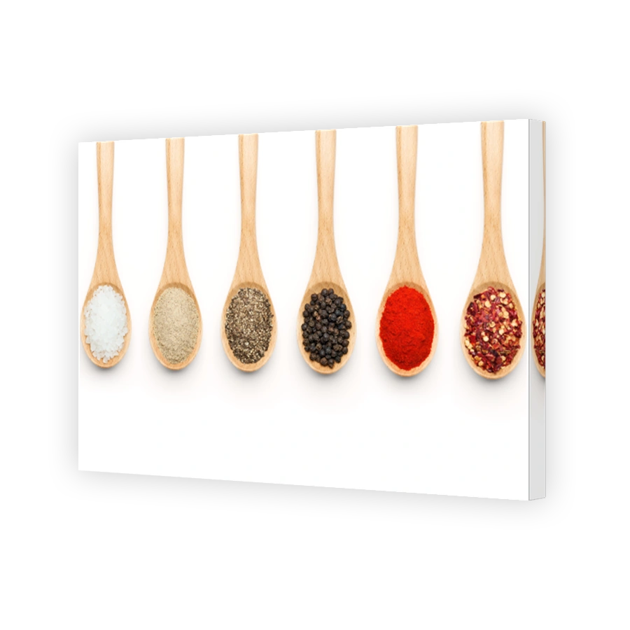 Wooden Spoon filled with various spices