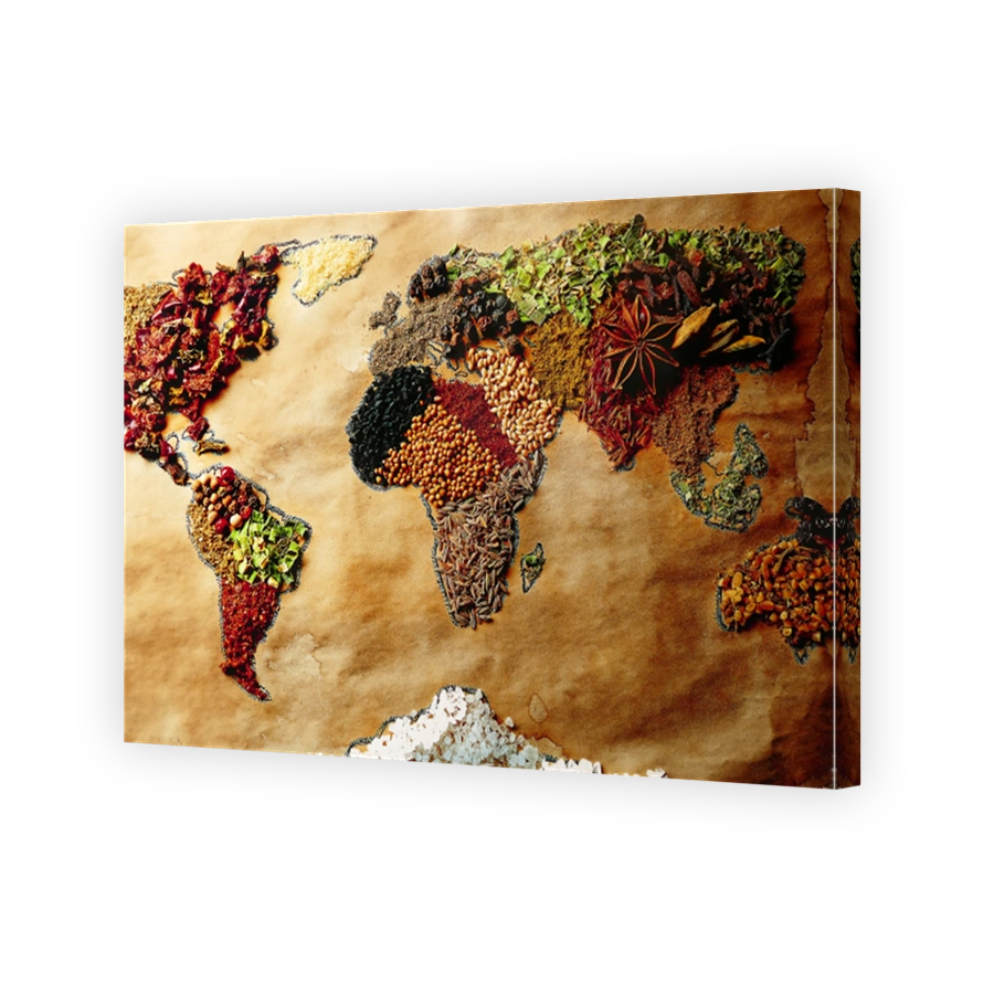 World Map Art Made From Spices and Grains
