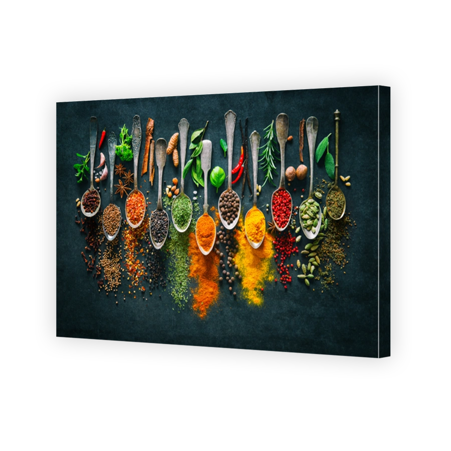 Herbs and spices for cooking on dark background