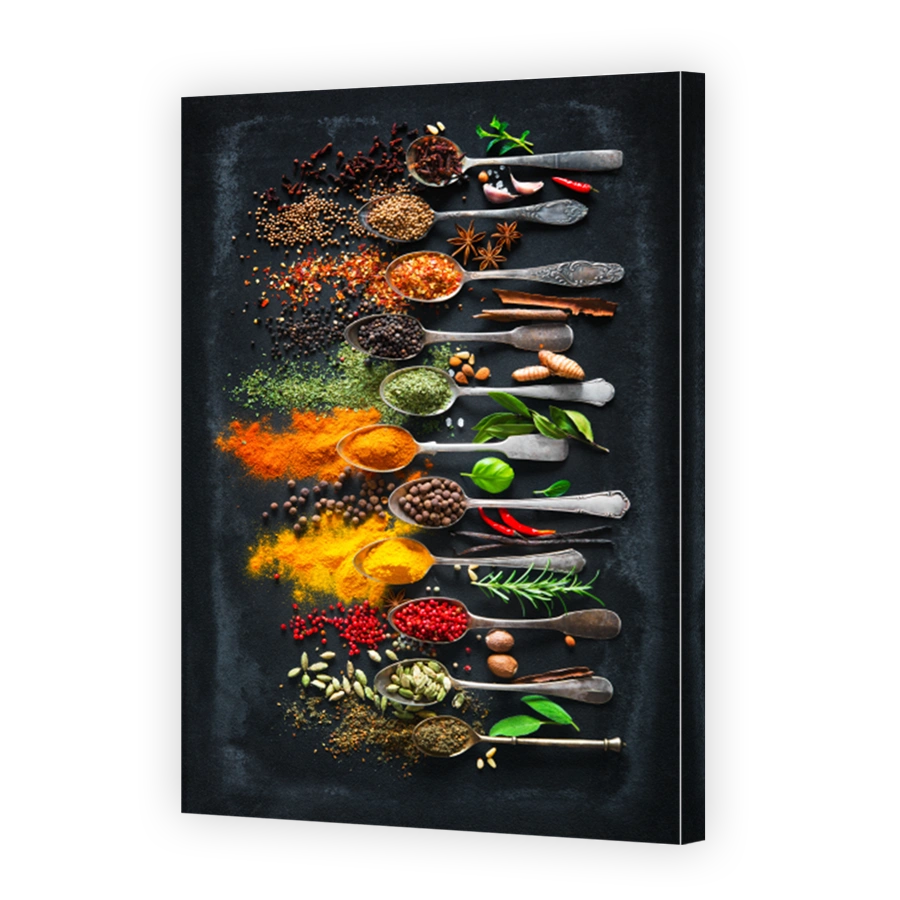 Herbs and spices for cooking on dark background